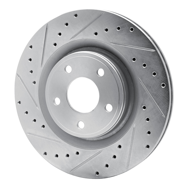 Chevrolet Cobalt Brake Rotor (1) - Front Left - R1 Concepts - Drilled & Slotted - Silver - `07-`10